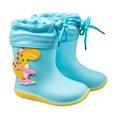 thumbnail image 1 of Huowey Toddler Boys Girls Rain Boots Non Slip Lightweight Solid Cute Cartoon Pattern Shoes Detachable Lined With Elastic Strap Short Ankle Waterproof Outdoor Footwear,Light Blue,7-8 Years, 1 of 2