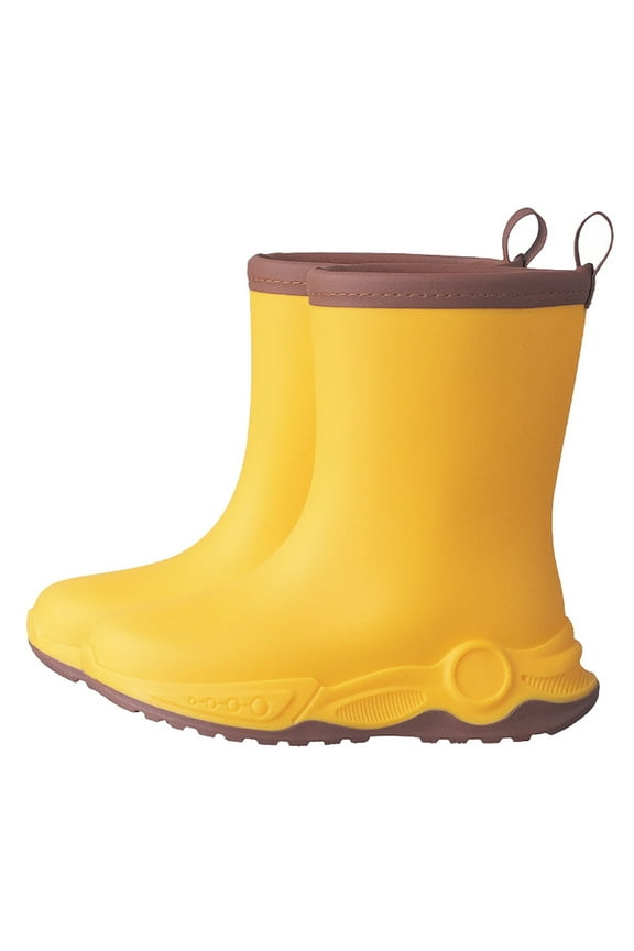Toddler Boys Girls Rain Boots Non Lightweight Solid Rainboots Short Ankle Waterproof Easy On Outdoor Footwear,Light Yellow,7 -8 Years