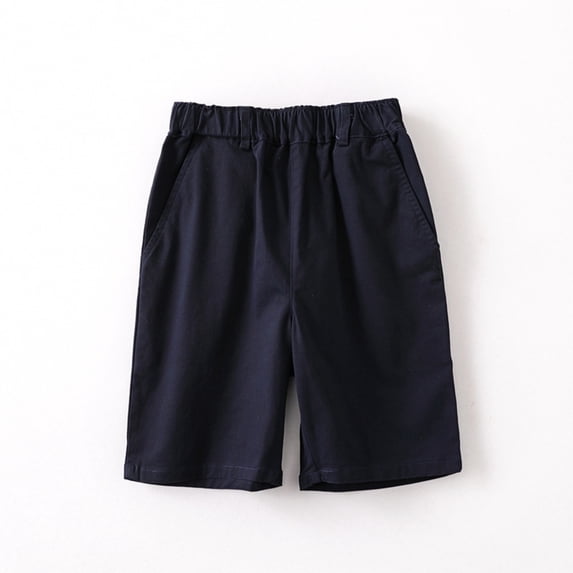 Huowey Toddler Boys Kids Chino Shorts Elastic Waist Wide Leg School Uniform Dress Shorts Sport Solid Spring Summer Casual Fashion Breathable Lightweight Trunks Stylish Dailywear,Navy,17-18 Years