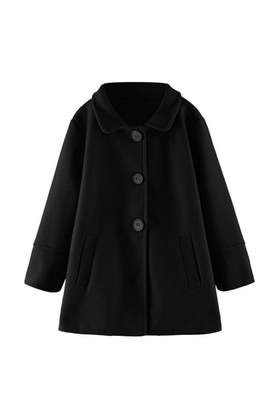 Toddler Children Classic Buttons Peacoat Kids Hooded Toggle Dress Trench Coats Kids Outwear Cute Dailywear,Black,2-3 Years