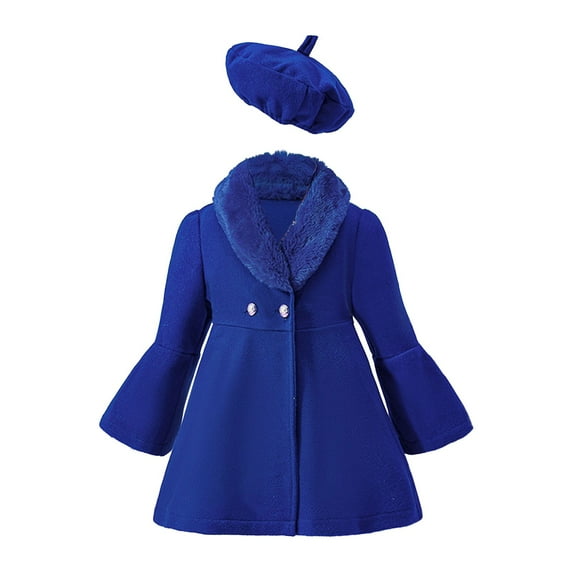 Huowey Toddler Children Classic Buttons Peacoat Kids Hooded Toggle Dress Trench Coats Kids Outwear Cute Dailywear,Blue,3-4 Years