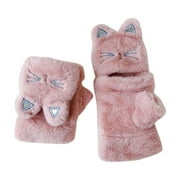 Huowey Toddler Children Gloves Winter Winter New With Wool Thickened Windproof Warm Cute Cartoon Students Cute Dailywear, One Size