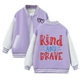 thumbnail image 1 of Huowey Toddler Children Letter Printed Floral Cardigan Coat For Fall Warmth Baseball Jacket For Kids Cute Dailywear, 6-7 Years, 1 of 5