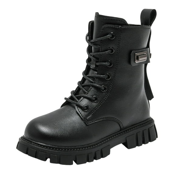 Huowey Toddler Children Shoes Are Comfortable And Soft Flat Boots Fashionable Lace Up Princess Boots Comfort Footwear,Black,5.5-6T
