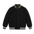 thumbnail image 1 of Huowey Toddler Coat Button Down With Pokcet Casual Baseball Jackets Child Varsity School Uniform Cotton Classic Clothing Striped Hem Outfits,Army Green,9 -10 Years, 1 of 8
