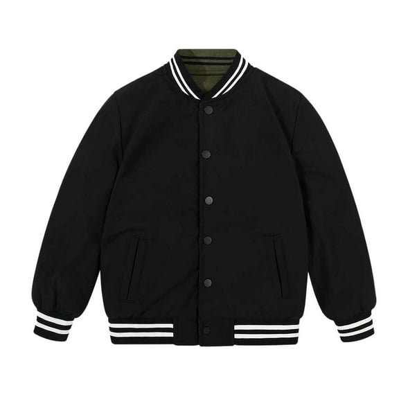 Huowey Toddler Coat Button Down With Pokcet Casual Baseball Jackets Child Varsity School Uniform Cotton Classic Clothing Striped Hem Outfits,Army Green,9 -10 Years