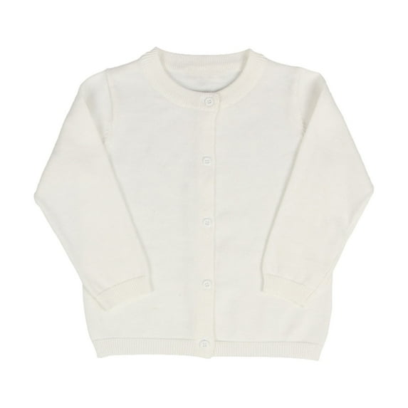 Huowey Toddler Girls Boys Sweater Button Down Round Neck Knit Cardigans Long Sleeve Solid Color Uniform Fall Winter Fashion Sweatshirts,White,3 Years