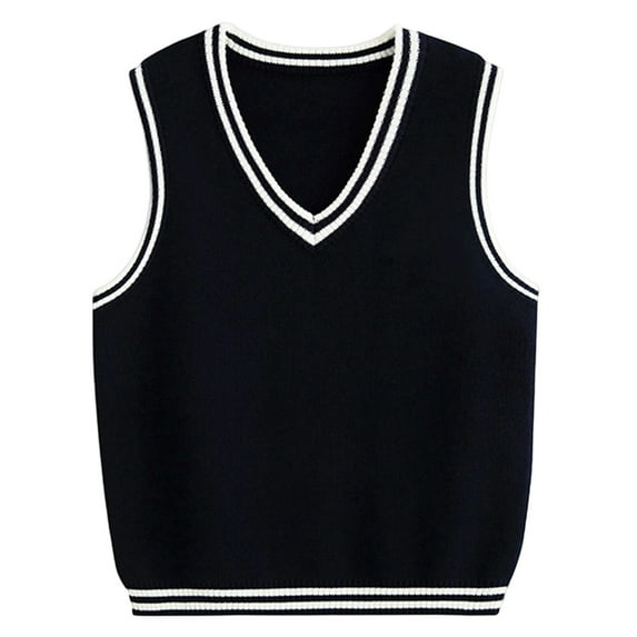 Huowey Toddler Girls Boys Sweater V Neck Knit Sweaters Vest Sleeveless Soft Uniform Winter Warm Classic Waistcoat For Unisex Coats,Navy,12-13 Years