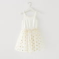 thumbnail image 1 of Huowey Toddler Girls Dress Spaghetti Strap Sleeveless Patchwork Sequins Polka Dot Tiered Layered Solid Color High Waist Dresses Clothes,White,5-6 Years, 1 of 4