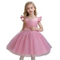 thumbnail image 1 of Huowey Toddler Girls Fly Sleeve Dresses Pearl Decoration Solid Bowknot Princess Dress, 1 of 7