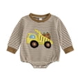 thumbnail image 1 of Huowey Toddler Girls Halloween Clothes One Piece Newborn Baby Pumpkin Car Cute Print Long Sleeve Romper Bodysuit Outfits Dress Up Set,Brown,0-3 Months, 1 of 8