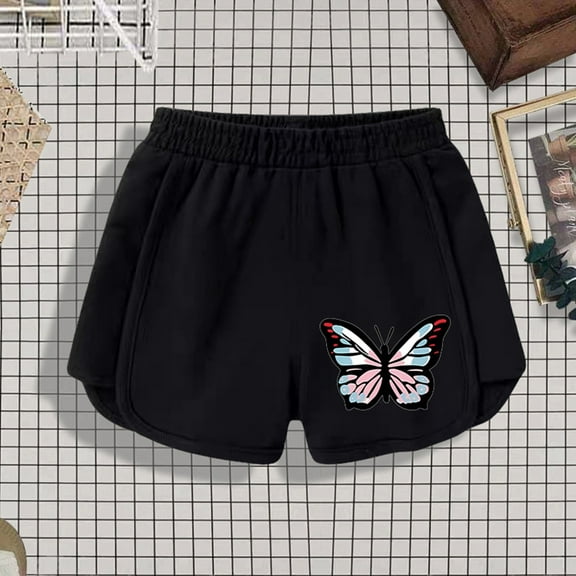 Huowey Toddler Girls Plaid Casual Shorts Elastic Waist Little Girls Wear Light Summer Pants Leisure Stylish Breathable Cozy Dailywear,Black1,3-4 Years