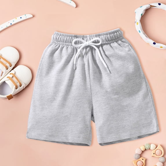 Huowey Toddler Girls Plaid Casual Shorts Elastic Waist Little Girls Wear Light Summer Pants Leisure Stylish Breathable Cozy Dailywear,Grey,18-24 Months