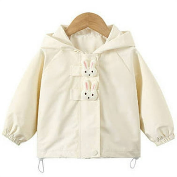 Huowey Toddler Girls Rain Jacket Kids Lightweight Hooded Raincoats Windbreakers Children Outdoor Hiking Coat Cute Dailywear, 5-6 Years