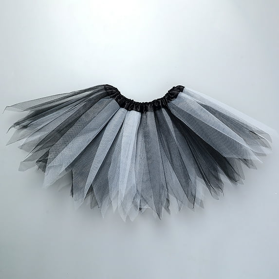 Huowey Toddler Girls Rainbow Birthday Party Tutu Skirt Elastic Waist Irregular Hem Patchwork Color Layered Tulle Skirts Dailywear,Black,2-8 Years