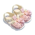 thumbnail image 1 of Huowey Toddler Girls Sandals Bowknot Closed-Toe Wedding Dress Flat Shoes Beach Sandals Summer Baby First Walkers Sneakers,Pink,9-12 Months, 1 of 4