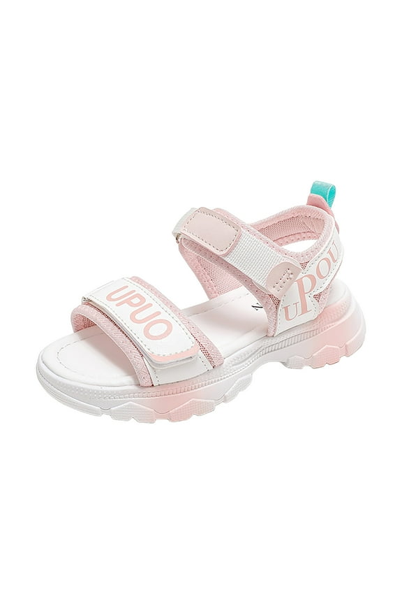 Toddler Girls Sandals Thick Sole Comfort Open Toe Sandal With Adjustable Double Back Strap Fashionable Outdoor Beach Slides,Pink,4-4.5 Years