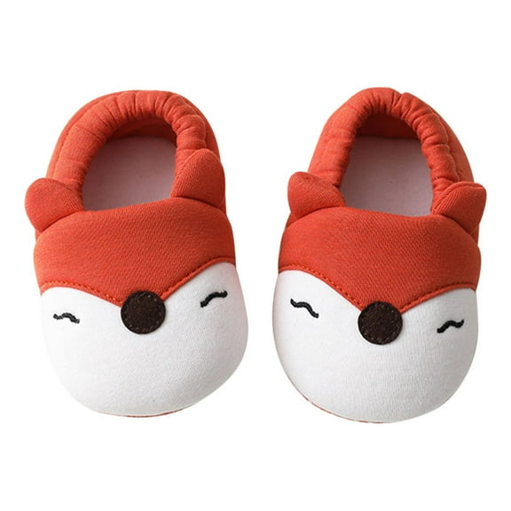 Huowey Toddler Girls Slippers House Shoes Cute Cartoon Printing Slipper For Home Indoor Winter Bedroom Non Slip Soft Warm Sneakers,Orange,6-12 Months