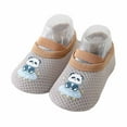 thumbnail image 1 of Huowey Toddler Girls Socks Soft Mesh Crew Anti- Gripper Socks Non-Skid Toddler Cartoon Animal Pattern Walking Socks,Khaki1,2-4 Y, 1 of 2