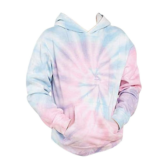 Huowey Toddler Girls Sweatshirt Boys Autumn Hooded Tie Dye Long Sleeve Pullover Hoodies Tops With Pocket Kids Fashion Loose Casual Out Wear Outerwear,Sky Blue,7-8 Years