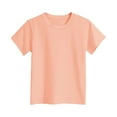 thumbnail image 1 of Huowey Toddler Girls Tops Casual T Shirts Crewneck Short Sleeve Loose Basic Solid Color For Summer Tee,Rose Gold,6-7 Years, 1 of 4