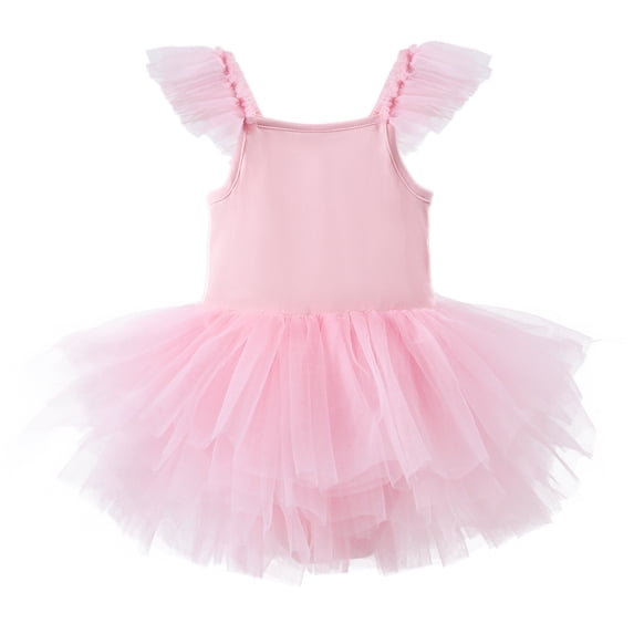 Huowey Toddler Girls Tutu Dress Ballet Leotard With Tutu Skirt For Girls Dance Gymnastics Camisole Bodysuit Summer Skirt,Pink,5-6 Years