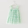 thumbnail image 1 of Huowey Toddler Girls Tutu Dresses Sleeveless Spaghetti Strap Floral Embroidery Tiered Holiday Party Mesh Tulle Dress Dance Party Dailywear,Green,5-6 Years, 1 of 5