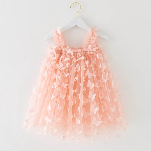 Huowey Toddler Girls Tutu Dresses Sleeveless Spaghetti Strap Floral Embroidery Tulle Tutu Princess Dresses For Holiday Wedding Party ,Pink,2-3 Years