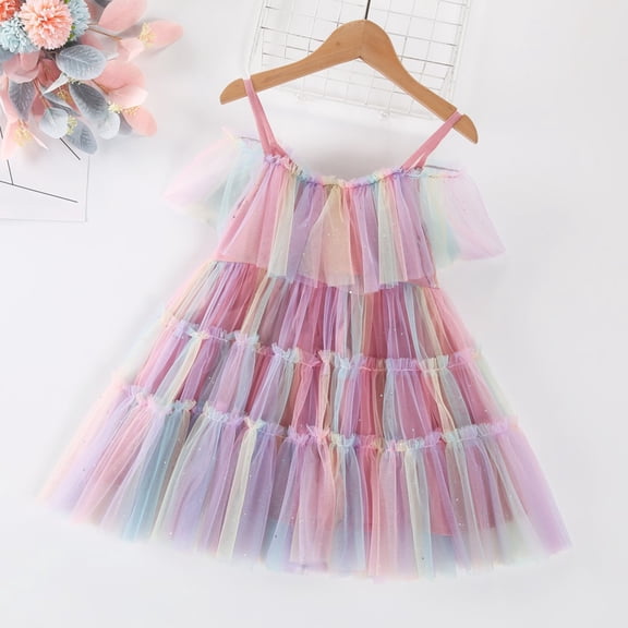 Huowey Toddler Girls Tutu Dresses Sleeveless Spaghetti Strap Floral Embroidery Tulle Tutu Princess Dresses For Holiday Wedding Party ,Purple,2-3 Years