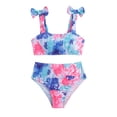 thumbnail image 1 of Huowey Toddler Girls Two Piece Tankini Swimsuit Tie Dye Flower Print Adjustable Bow Strap Beachwear High Waist Bikini Set Beach Pool Swim Suit Fashionable Spring Summer Beachwear,Pink,10-11 Years, 1 of 4