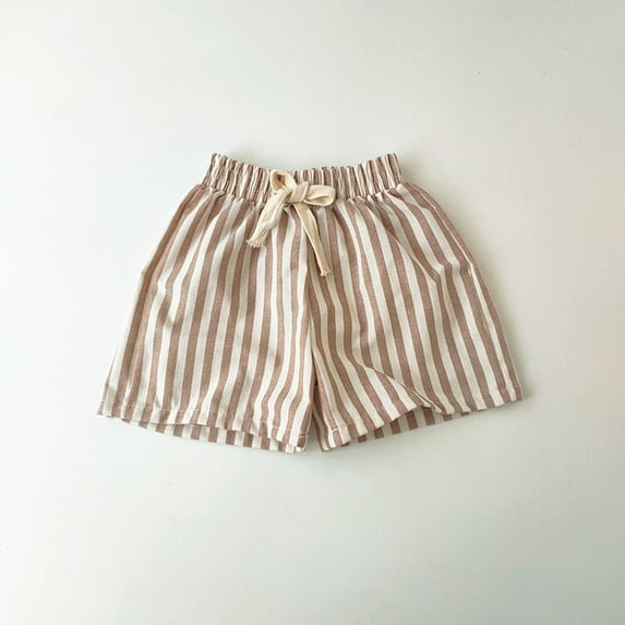 Huowey Toddler Kids Baby Boys Shorts Casual Classic Striped Short Joggers Elastic Waist Summer Wide Leg Fashionable Lightweight Breathable Cozy Bottoms Clothes Streetwear Clothes,Khaki,4-5 Years