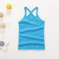 thumbnail image 1 of Huowey Toddler Kids Girls Dance Tank Top Spaghetti Strap Crop Top Solid Color Sleeveless Dancewear Yoga Ballet Gymnastics Basic Underwear,Blue,6-7 Years, 1 of 3