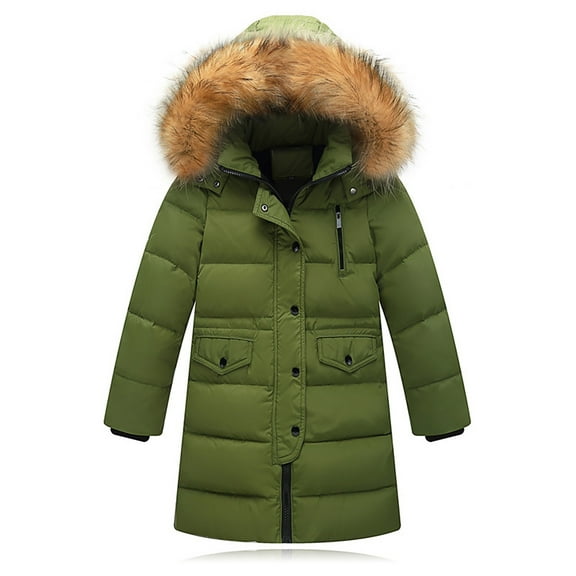 Huowey Toddler Kids Girls Winter Plush Hooded Parka Down Coat Puffer Jacket Padded Overcoat Comfort Dailywear, 4-5 Years