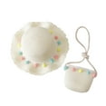 thumbnail image 1 of Huowey Toddler Kids Sun Hats Girls Straw Hat Purse Bag Set Wide Brim Flowers Bow Summer Beach Sun Hat Princess Shoulder Crossbody Bag Chin Strap Fishing Hat,White,One Size, 1 of 4