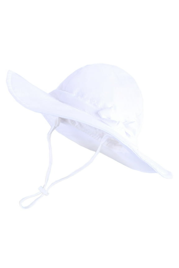 Toddler Kids Sun Hats Toddler Beach Hats With Upf 50+ Protective Infant Summer Hat With Bow Wide Brim Baby Girls Bucket Hats,White,1-2 Years