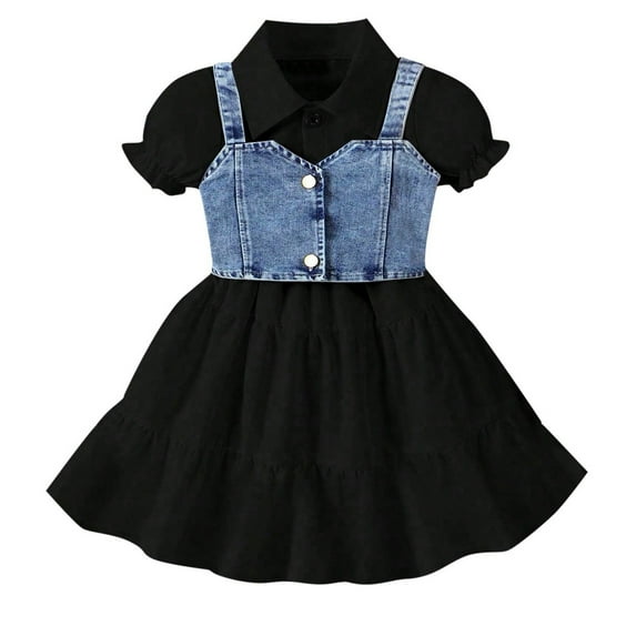 Huowey Toddler Kids Wear Vest Short Sleeved Shirt Dress Children Princess Dress Girl Princess Pageant Dress Comfort Dailywear, 2-3 Years