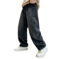 thumbnail image 1 of Huowey Toddler Pants Wide Leg Denim Pants Casual Loose Fit Long Trousers Streetwear Breathable Soft Jogger Trousers,Black,4-5 Years, 1 of 9