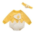 thumbnail image 1 of Huowey Toddler Patchwork Romper Bodysuit Hairband Clothes Baby Eggs Kids Boys Girls Girls Romper&Jumpsuit, 1 of 7