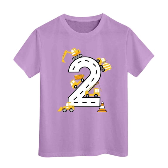 Huowey Toddler Shirt Birthday Boy Shirt Toddler Boys Birthday Outfit 2Nd 3Rd 4Th 5Th Gift Short Sleeve Party Tee Shirts Tops,Light Purple,3-4 Years