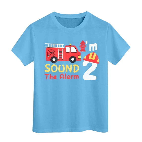 Huowey Toddler Shirt Casual Solid Color Short Sleeve Excavator Graphic T Shirt Suitable For Play And Everyday Wear Tee Shirts Tops,Light Blue,12-13 Years
