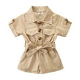 thumbnail image 1 of Huowey Toddler Summer Girl Short Sleeve Stylish Cargo Jumpsuit Comfort Dailywear, 2-3 Years, 1 of 9