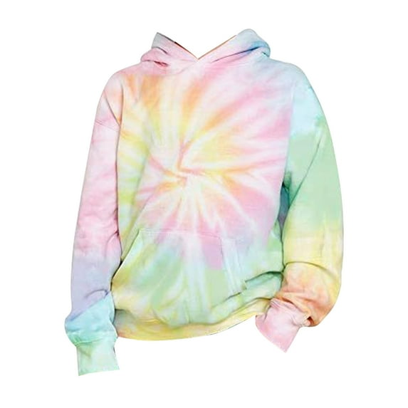 Huowey Toddler Sweatshirts Girls Boys Autumn Hooded Tie Dye Long Sleeve Pullover Hoodies Tops With Pocket Kids Fashion Loose Casual Out Wear Coats,Pink,11-12 Years