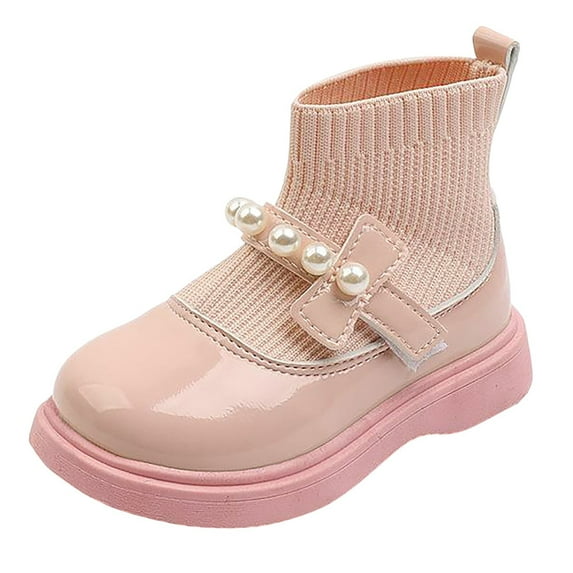 Huowey Toddler Winter Girls Fashionable Leather Shoes Children Woven Mouth Dance Shoes Cute Footwear, 27