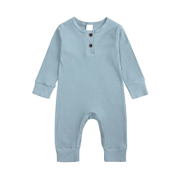Huowey Toddler Winter Long Sleeve Boys Girls Ribbed Solid Color Jumpsuit Outwear For Baby Clothes Versatile Dailywear, 12-18 Months
