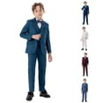 thumbnail image 1 of Huowey Travel Outfits For Boys Formal Suits Outfits 4 Piece Tuxedo Set Slim Fit Blazer Vest+Jacket+Pants +Bowtie For Kids Wedding Birthday Party Suit Teen Boy Dress Clothes,Green,3-4 Years, 1 of 9