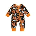 thumbnail image 1 of Huowey Unisex Boys Girls Halloween Clothes One Piece Newborn Baby Pumpkin Cute Print Long Sleeve Romper Zip Up Bodysuit Outfits Set,Black,0-3 Months, 1 of 7