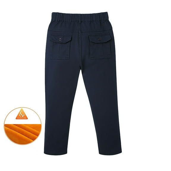 Huowey Unisex Girls Boys Classic Uniform Pants Straight Leg Dress Pants School Casual Comfortable Pull On Trousers Elastic Waist Outdoor Activities Daily Wear,Navy3,3-4 Years