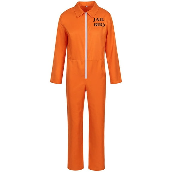 Huowey Unisex Jumpsuits Halloween Clothes Adult Long Sleeve Full Zip Up One Piece Tracksuit Turndown Collar Comfortable Onesie Rompers Streewear,Orange,S