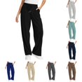 thumbnail image 1 of Huowey Wide Leg Sweatpants For Women Baggy Low Rise Joggers Pants With Pocket Drawstring Casual Daily Trendy Gym Athletic Bottoms,Black,L, 1 of 7