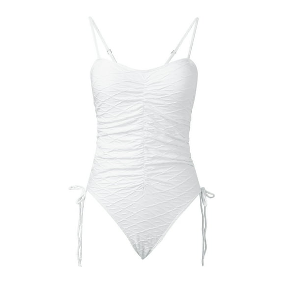 Huowey Women Adjustable Strap Pleated Swimwear Summer Monokini Beach Swimsuit Bikini Resort Swim Wear Honeymoon Cruise Trendy Wear